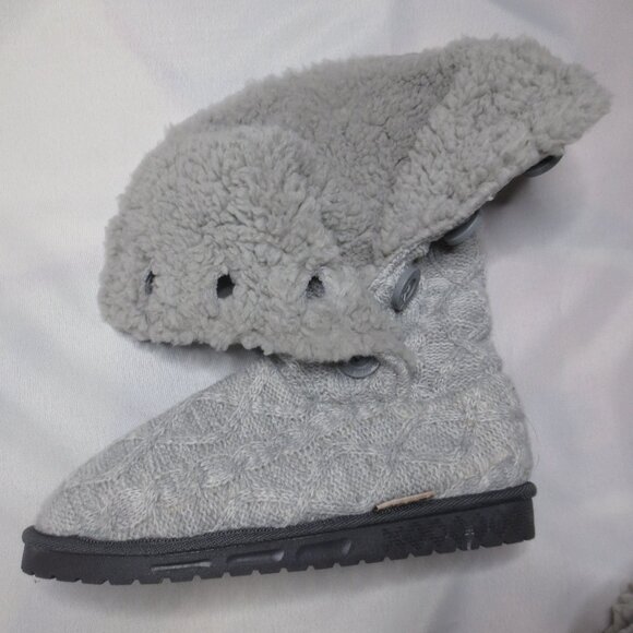 MUK LUKS womens COZY gray BOOTS sweater WINTER warm SIZE 8 - Picture 4 of 9